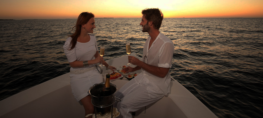 couple on romantic yacht vacation